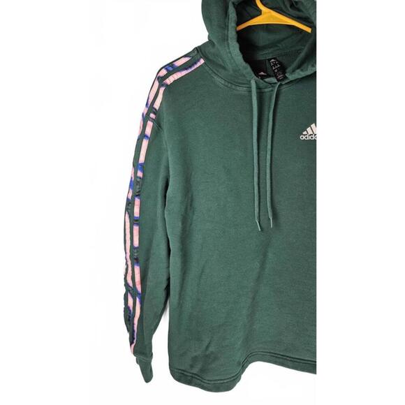 Adidas Women's Green Hoodie with Colorful Stripes Size Medium - Picture 3 of 8